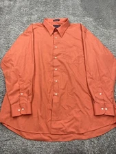 Bergamo New York Shirt Men 2XL 18.5 34/35 Orange Career Button Up Oxford Vtg
