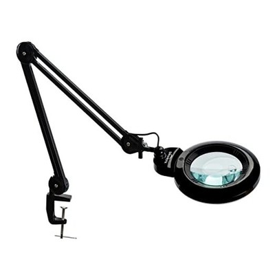 Bifocals Magnifying Desk Lamp with Clamp, 5 Diopter with 20 Diopter, 6 Black