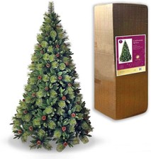 Christmas Tree Green Artificial Bushy Boulder Tips Pine Cone Xmas Decor 6FT-8FT