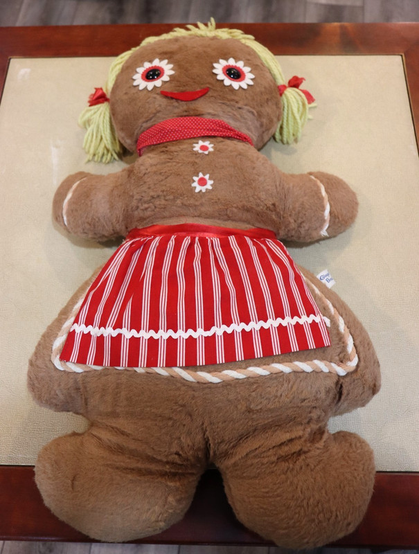 Vintage 1960s Knickerbocker 29” Gingerbread Girl Plush Doll Mohair Christmas Dec