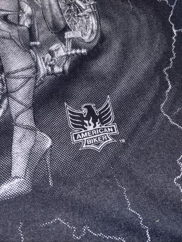 Vintage 3D Emblem American Biker T shirt Men's XL AOP Pin Up Babe Sexy Black - Picture 3 of 9