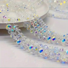 120 Beads Faceted AB Glass Round 8mm Beads Clear Suncatcher Crafting 2 Strands