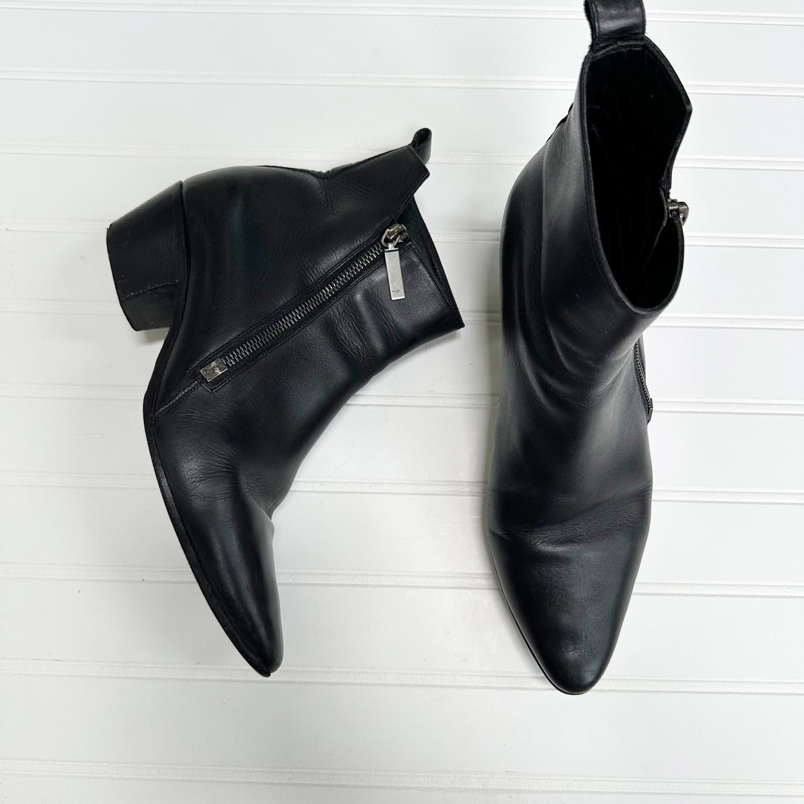 Stivaletti Saint Laurent Rock Chelsea in pelle nera western lisci 39 5