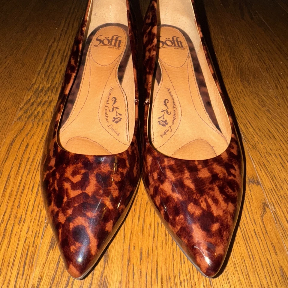 Suave Mujer Gatito Tacón Tortuga Punta Patente Animal Talla 7W  Foto 2 de 4