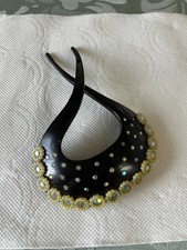 Antique Celluloid Hair Comb Rhinestones with Little Seed Pearls Early 1900s