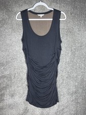 Cabi Ruched Bodycon Dress Womens Size M Gray Rayon Scoop Neck Sleeveless Lined
