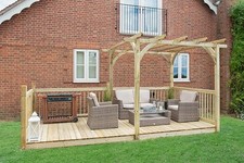 Forest 2.4 x 4.8m Wood Pergola Decking kit 4x Balustrade 3x Post with/out Canopy