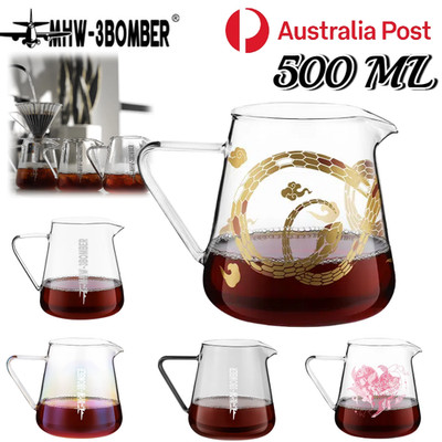 MHW-3BOMBER Coffee Sharing Pot Glass Cafe Kettle Hand Brewed Pour Over 500ML AU