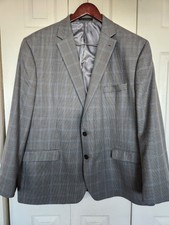 Chaps Ralph Lauren Men's Brown Check Sport Coat Blazer 50R Polyester Viscose