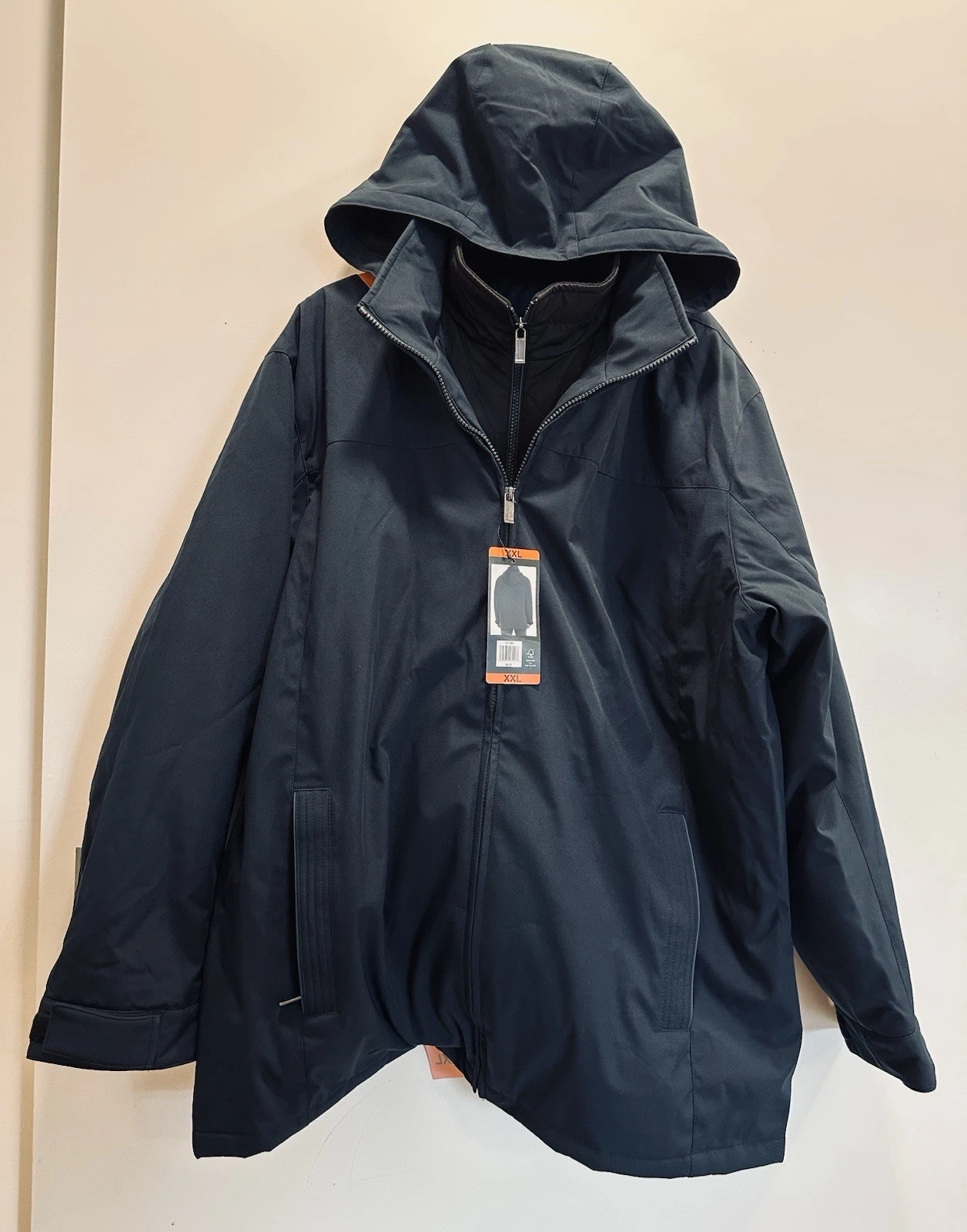 Weatherproof Ultra Tech Men's Jacket, Double Zip Hooded Water Repellant Coat 2XL