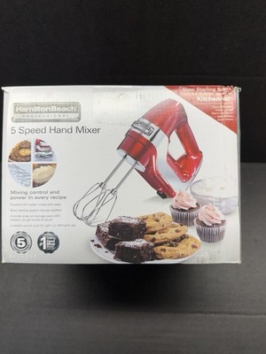 Hamilton Beach Professional 62653 5-Speed Hand Mixer Red w/ Storage Case