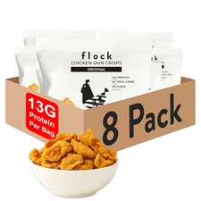 Flock Keto Chicken Skin Chips – Original Flavor, Low Carb, High Protein, Gluten-