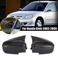 Carbon Fiber Ox Horn Side Rear View Mirror Cover Trim For Honda Civic 2002-2005