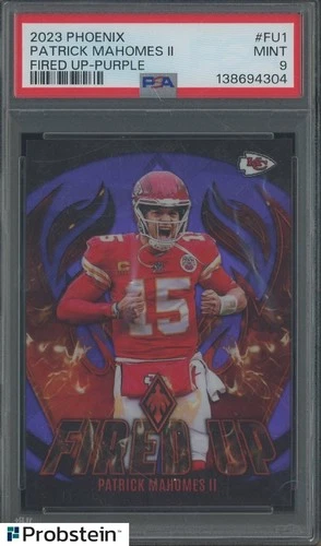 2023 Panini Phoenix Fired Up Purple #FU1 Patrick Mahomes II Chiefs 3/99 PSA 9