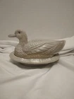 TIFFIN Duck Dish Wavey Gray Slag Glass Vintage USED