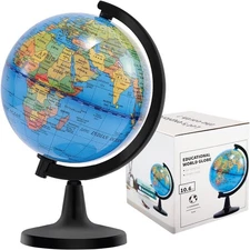 Wizdar 4'' World Globe for Kids Learning, Educational Rotating Map Globes Mini