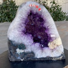33,84LB Naturale Bellissimo Ametista Agata Cristallo Grotta Accompagnamento Cristallo Pezzo