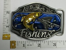 I'd Rather Be Fishing Belt Buckle Fisherman Fish Fishing Pole Rod SN996