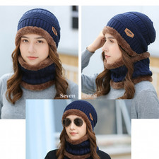Mens Womens Winter Baggy Slouchy Knit Warm Beanie Hat and Scarf Ski Skull Cap