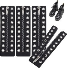 PH PandaHall 2 Pairs Leather Boot Zipper Inserts, 6.9 x 2 Inch 6.9x2'', Black