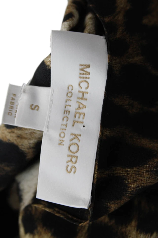 Top de seda estampado leopardo manga corta mujer Michael Kors Collection marrón pequeño Foto 4 de 4