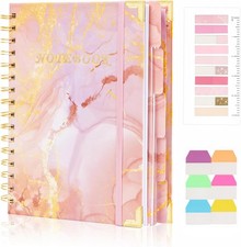 5 Subject A5 Spiral Notebook College Ruled 240 Pages Lined Journal Pink Marble