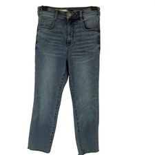 Pilcro Anthropologie Cigarette Jeans Womens 26P Blue Excellent High Rise Raw Hem