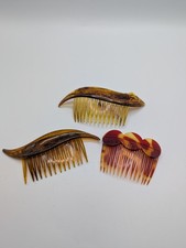 Vintage French Tortoise Color Hair Combs Set Of 3 Various Styles New