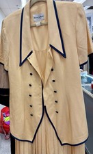 Danny & Nicole Beige Navy Button-Front Collared Short Sleeve Jacket Dress 12