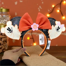 🎃Halloween Disney Parks Mickey & Minnie Floral Ghost Minnie Ears Headband 2025