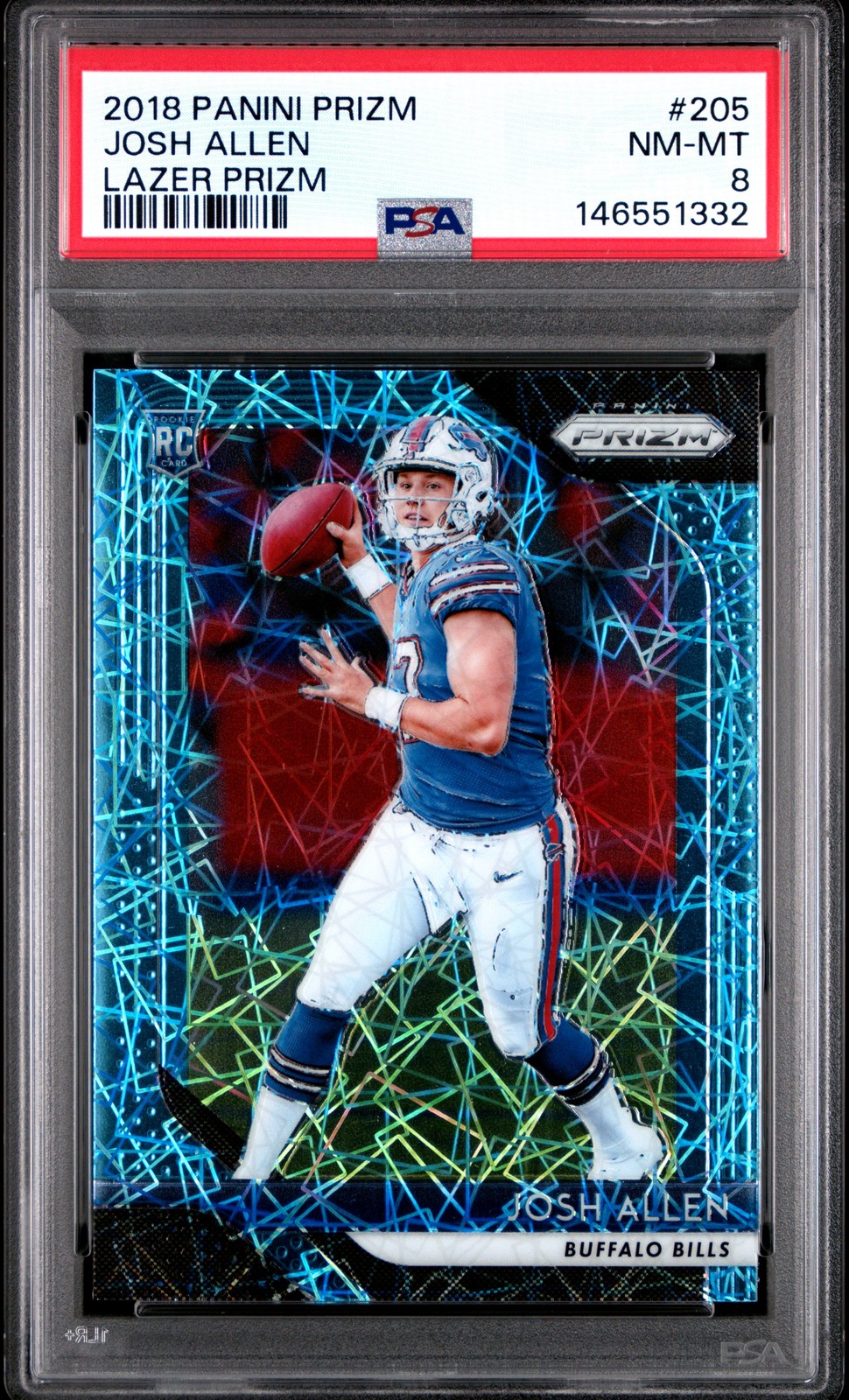 2018 PANINI PRIZM LAZER PRIZM #205 JOSH ALLEN ROOKIE RC PSA 8