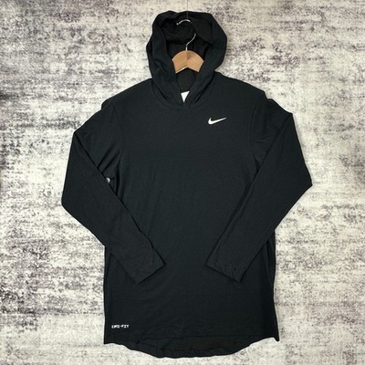 NWT Nike Dri-Fit Hooded Long Sleeve Tee Men's Small Black CJ1696-010 MSRP $45