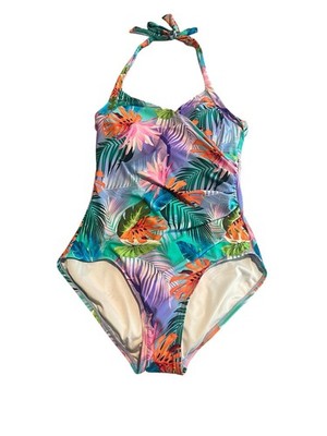 Boston Proper + Carmen Marc Valvo One Pice Swim Suit Womens Size 14 Tropical NWT