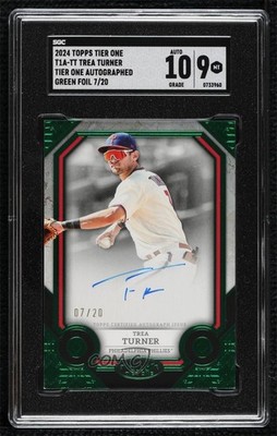 2024 Topps Tier One Tier One Green Foil 7/20 Trea Turner #T1A-TT Auto v1x