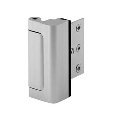 Door Reinforcement Lock, 3 In. Stop, Aluminum Construction, Satin Nickel Anodize