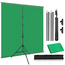 New Best 2-in-1 Green Backdrop Stand Kit, I-Frame Design - 8'H x 5'W Portable