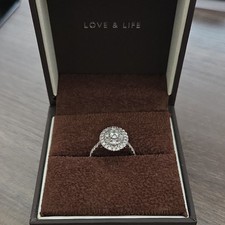 Platinum 1ct Diamond Oval Shape Cluster Engagement Ring - size I
