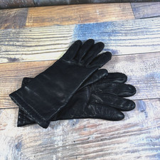 Vtg Men's Sears Faux Leather Gloves Knit Lined Black Driving Winter Gloves Sz M