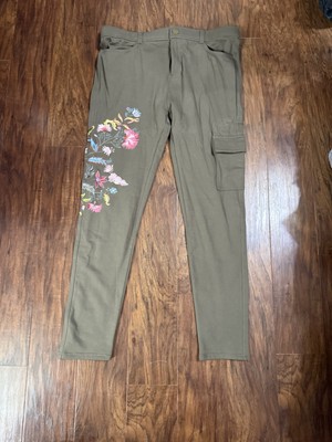 Matilda Jane Scout s Honor Olive Green Embroidered L Pants Stretch Cargo Pocket