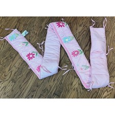 Pottery Barn Kids Pink Floral Embroidered Daisy Crib Skirt Dust Ruffle 160x10"