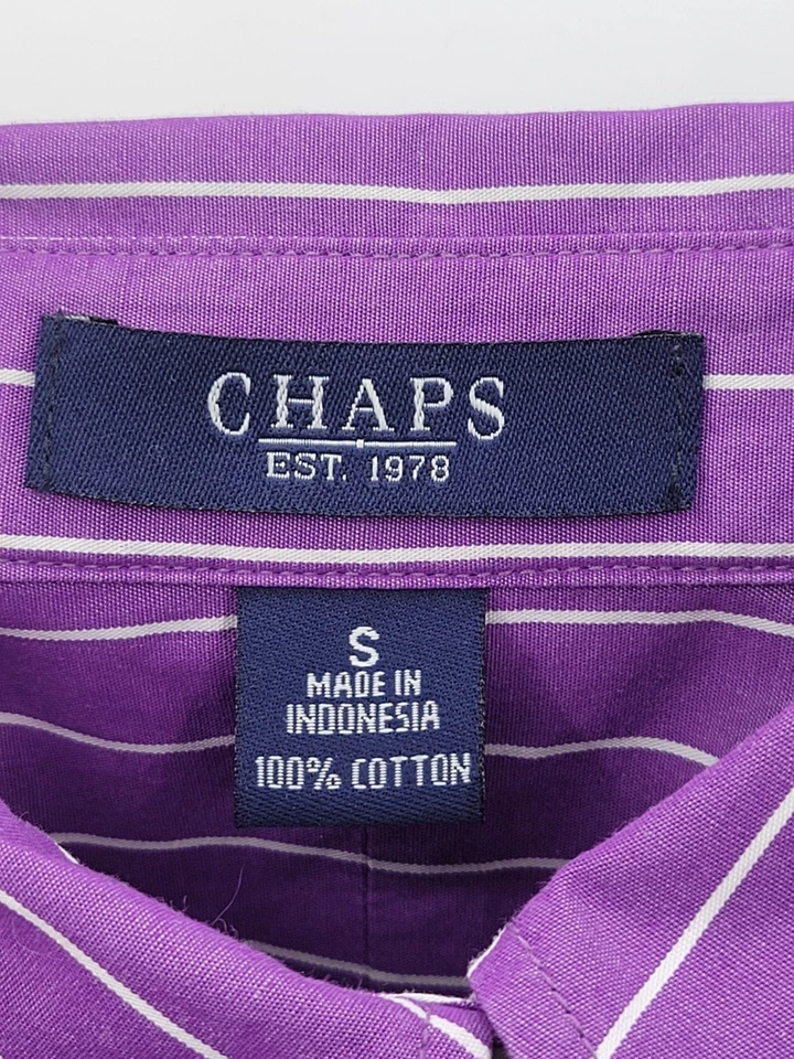 Camisa eduardiana Ralph Lauren Chaps Top para mujer pequeña púrpura blanca a rayas con volantes Foto 3 de 4