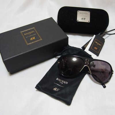 Balmain x H&M Sonnenbrille schwarz silber (Box Tags Etui enthalten) fast unbe...