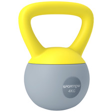 Kettlebell 4kg Yellow Grey soft body sand-filled non-slip handle 25cm flat-base