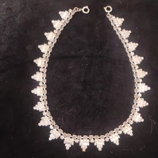 Vtg Art Deco Style Square Rectangle Triangle Clear Smoke Rhinestone Necklace 