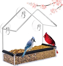 Window Bird Feeder for outside Viewing - Clear Window Bird Feeders with Strong S