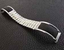NOS Men's early 50s 16mm J.B. Champion White GF/Black Lizard Stretch Watch Band