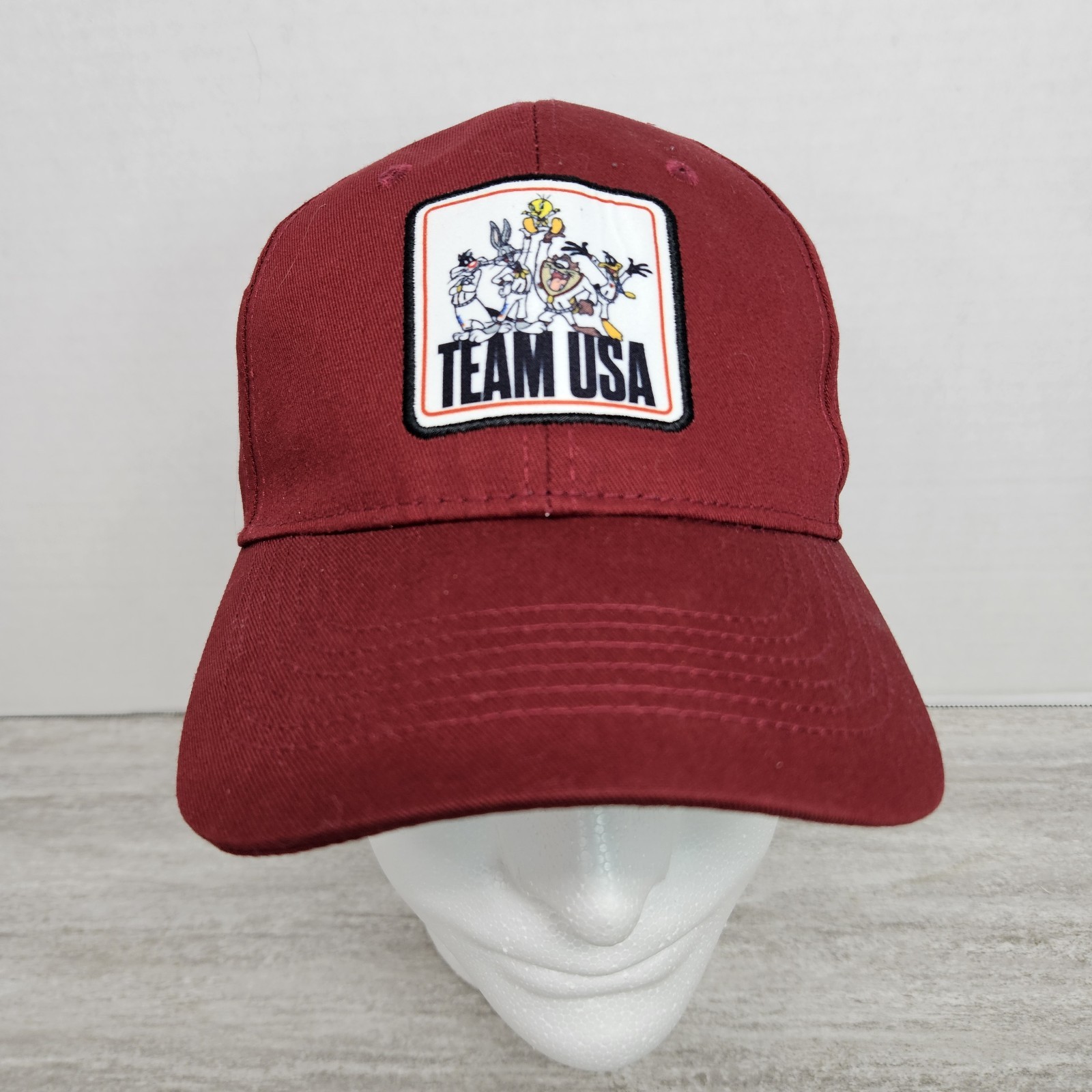 Team USA Hat Looney Toons Olympic Burgundy Unisex Cotton Hat Cap NWT Strapback