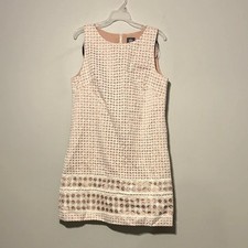 Vince Camuto white/tan eyelet sleeveless dress sz 14