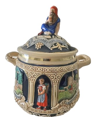 Vintage German 1960 Cookie Jar,Punchbowl, Lid Hand Painted. Marzi & Remy Number