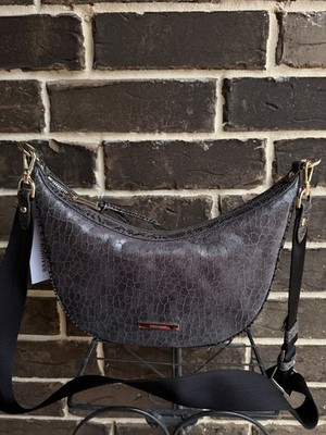 NWT $315 BRAHMIN PERCY CROSSBODY Charcoal ZOSTERA leather grey